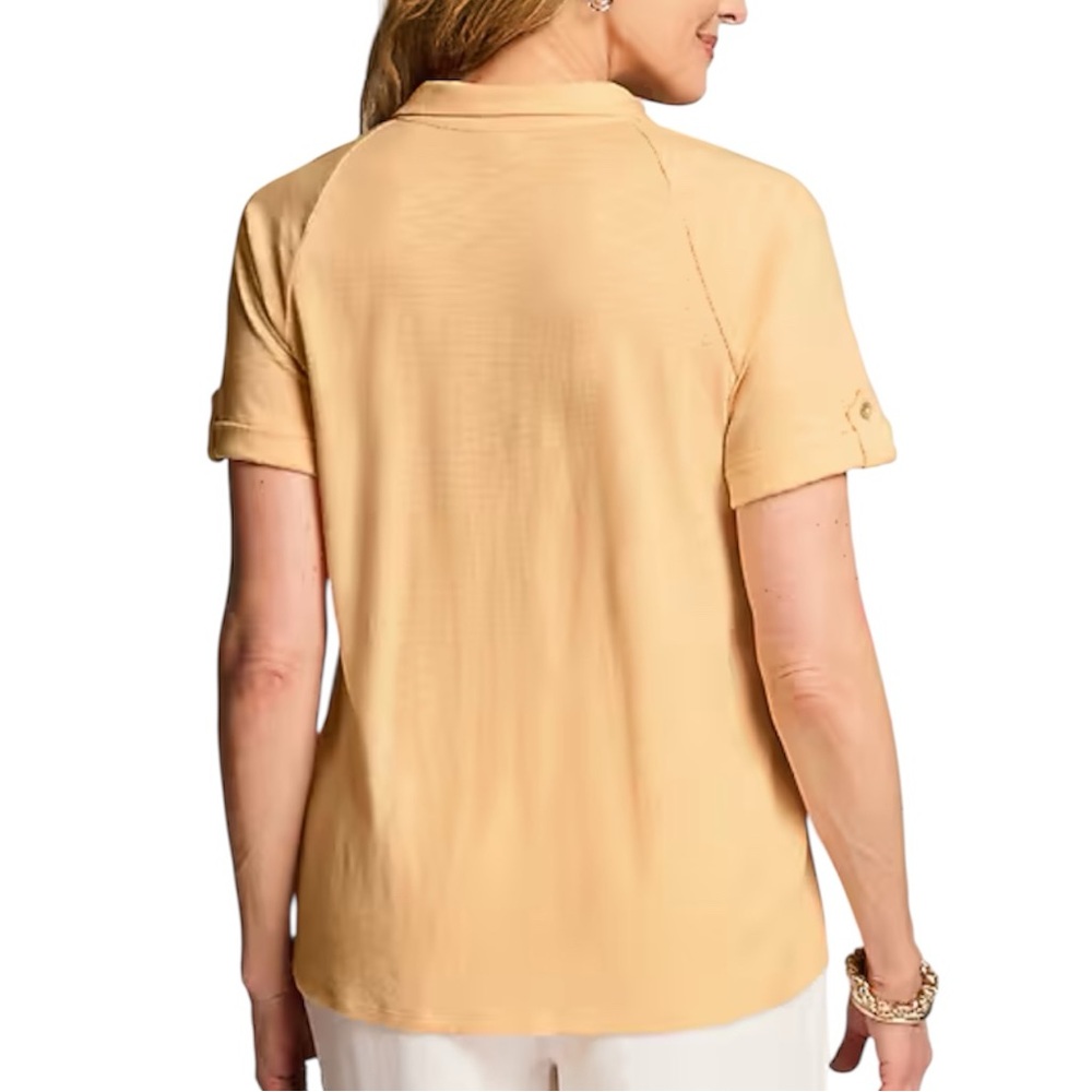 J. Jill Orange Sorbet Button Down Tencel Cotton Shirt - Picture 4 of 11